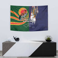 Manuʻa Islands and American Samoa Together Tapestry Rooster and Eagle Mascot National Map and Flag Style