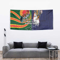 Manuʻa Islands and American Samoa Together Tapestry Rooster and Eagle Mascot National Map and Flag Style
