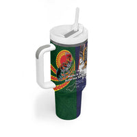 Manuʻa Islands and American Samoa Together Tumbler With Handle Rooster and Eagle Mascot National Map and Flag Style LT03 - Polynesian Pride