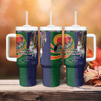 Manuʻa Islands and American Samoa Together Tumbler With Handle Rooster and Eagle Mascot National Map and Flag Style LT03 - Polynesian Pride