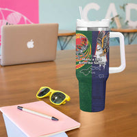 Manuʻa Islands and American Samoa Together Tumbler With Handle Rooster and Eagle Mascot National Map and Flag Style LT03 - Polynesian Pride