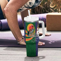 Manuʻa Islands and American Samoa Together Tumbler With Handle Rooster and Eagle Mascot National Map and Flag Style LT03 - Polynesian Pride