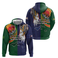 Manuʻa Islands and American Samoa Together Zip Hoodie Rooster and Eagle Mascot National Map and Flag Style