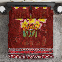 Aloha Plumeria Flowers Bedding Set With Hawaiian Style Tapa Tribal LT03 Red - Polynesian Pride