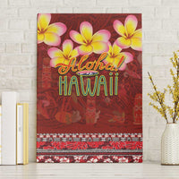 Aloha Plumeria Flowers Canvas Wall Art With Hawaiian Style Tapa Tribal LT03 Without Frame Red - Polynesian Pride
