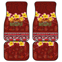 Aloha Plumeria Flowers Car Mats With Hawaiian Style Tapa Tribal