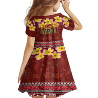 Aloha Plumeria Flowers Family Matching Off The Shoulder Long Sleeve Dress and Hawaiian Shirt With Hawaiian Style Tapa Tribal