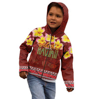 Aloha Plumeria Flowers Kid Hoodie With Hawaiian Style Tapa Tribal