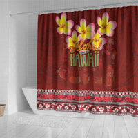 Aloha Plumeria Flowers Shower Curtain With Hawaiian Style Tapa Tribal