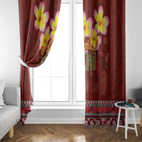 Aloha Plumeria Flowers Window Curtain With Hawaiian Style Tapa Tribal LT03 - Polynesian Pride