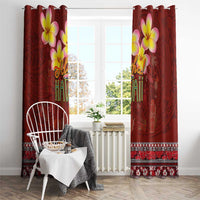 Aloha Plumeria Flowers Window Curtain With Hawaiian Style Tapa Tribal LT03 - Polynesian Pride