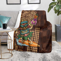 Hawaiian Tiki Mask Surfing Kakau Pattern Blanket LT03 - Polynesian Pride