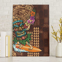 Hawaiian Tiki Mask Surfing Kakau Pattern Canvas Wall Art LT03 Without Frame Brown - Polynesian Pride