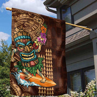 Hawaiian Tiki Mask Surfing Kakau Pattern Garden Flag LT03 - Polynesian Pride