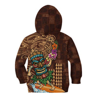 Hawaiian Tiki Mask Surfing Kakau Pattern Kid Hoodie