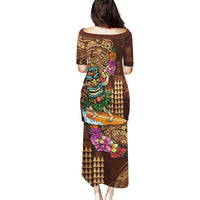 Hawaiian Tiki Mask Surfing Kakau Pattern Puletasi LT03 - Polynesian Pride