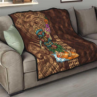 Hawaiian Tiki Mask Surfing Kakau Pattern Quilt