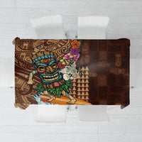 Hawaiian Tiki Mask Surfing Kakau Pattern Tablecloth LT03 Brown - Polynesian Pride