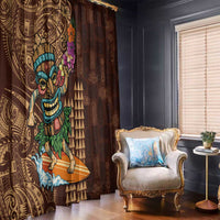 Hawaiian Tiki Mask Surfing Kakau Pattern Window Curtain LT03 - Polynesian Pride