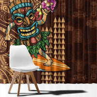 Hawaiian Tiki Mask Surfing Kakau Pattern Window Curtain LT03 - Polynesian Pride