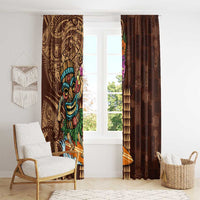 Hawaiian Tiki Mask Surfing Kakau Pattern Window Curtain LT03 - Polynesian Pride