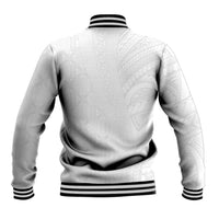 Niue White Sunday Baseball Jacket Hiapo Tribal Art Tattoos LT03 - Polynesian Pride