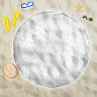 Niue White Sunday Beach Blanket Hiapo Tribal Art Tattoos LT03 One Size 150cm White - Polynesian Pride