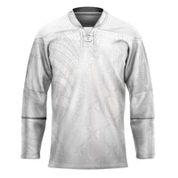 Niue White Sunday Hockey Jersey Hiapo Tribal Art Tattoos LT03 Unisex White - Polynesian Pride