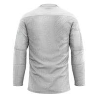 Niue White Sunday Hockey Jersey Hiapo Tribal Art Tattoos LT03 - Polynesian Pride