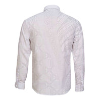 Niue White Sunday Long Sleeve Button Shirt Hiapo Tribal Art Tattoos LT03 - Polynesian Pride
