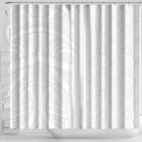 Niue White Sunday Shower Curtain Hiapo Tribal Art Tattoos - Polynesian Pride