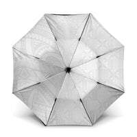 Niue White Sunday Umbrella Hiapo Tribal Art Tattoos LT03 One Size Folded 11.42 inch Opened Diameter 37.4 inch White - Polynesian Pride