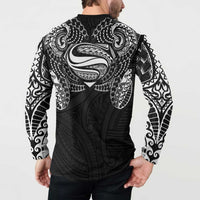 Super Samoan Traditional Tribal Art Tattoos Button Sweatshirt Black Color LT03 - Polynesian Pride