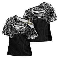 Super Samoan Traditional Tribal Art Tattoos Cross Shoulder Shirt Black Color LT03 - Polynesian Pride