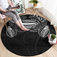 Super Samoan Traditional Tribal Art Tattoos Round Carpet Black Color - Polynesian Pride