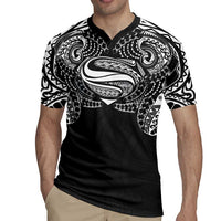 Super Samoan Traditional Tribal Art Tattoos Rugby Jersey Black Color - Polynesian Pride