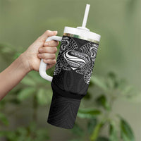 Super Samoan Traditional Tribal Art Tattoos Tumbler With Handle Black Color - Polynesian Pride