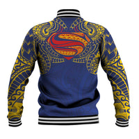 Super Samoan Traditional Tribal Art Tattoos Baseball Jacket Blue Color LT03 - Polynesian Pride