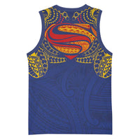 Super Samoan Traditional Tribal Art Tattoos Basketball Jersey Blue Color LT03 - Polynesian Pride