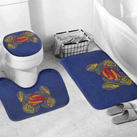 Super Samoan Traditional Tribal Art Tattoos Bathroom Set Blue Color LT03 Mat Set Only (3 pcs) One Size Blue - Polynesian Pride