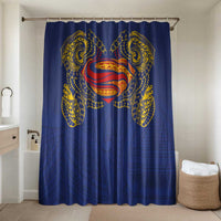 Super Samoan Traditional Tribal Art Tattoos Bathroom Set Blue Color LT03 Shower Curtain Only Blue - Polynesian Pride