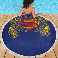 Super Samoan Traditional Tribal Art Tattoos Beach Blanket Blue Color LT03 - Polynesian Pride