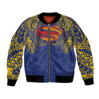 Super Samoan Traditional Tribal Art Tattoos Bomber Jacket Blue Color - Polynesian Pride