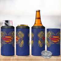 Super Samoan Traditional Tribal Art Tattoos 4 in 1 Can Cooler Tumbler Blue Color LT03 - Polynesian Pride