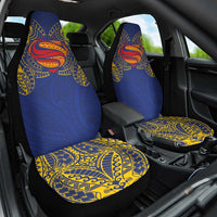 Super Samoan Traditional Tribal Art Tattoos Car Seat Cover Blue Color - Polynesian Pride