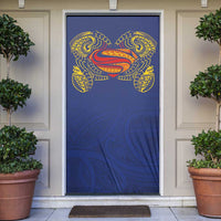 Super Samoan Traditional Tribal Art Tattoos Door Cover Blue Color LT03 Blue - Polynesian Pride