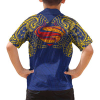 Super Samoan Traditional Tribal Art Tattoos Family Matching Summer Maxi Dress and Hawaiian Shirt Blue Color LT03 - Polynesian Pride