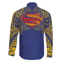 Super Samoan Traditional Tribal Art Tattoos Family Matching Summer Maxi Dress and Hawaiian Shirt Blue Color LT03 - Polynesian Pride