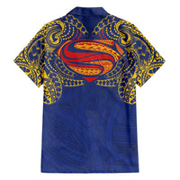 Super Samoan Traditional Tribal Art Tattoos Hawaiian Shirt Blue Color LT03 - Polynesian Pride