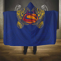 Super Samoan Traditional Tribal Art Tattoos Hooded Blanket Blue Color - Polynesian Pride